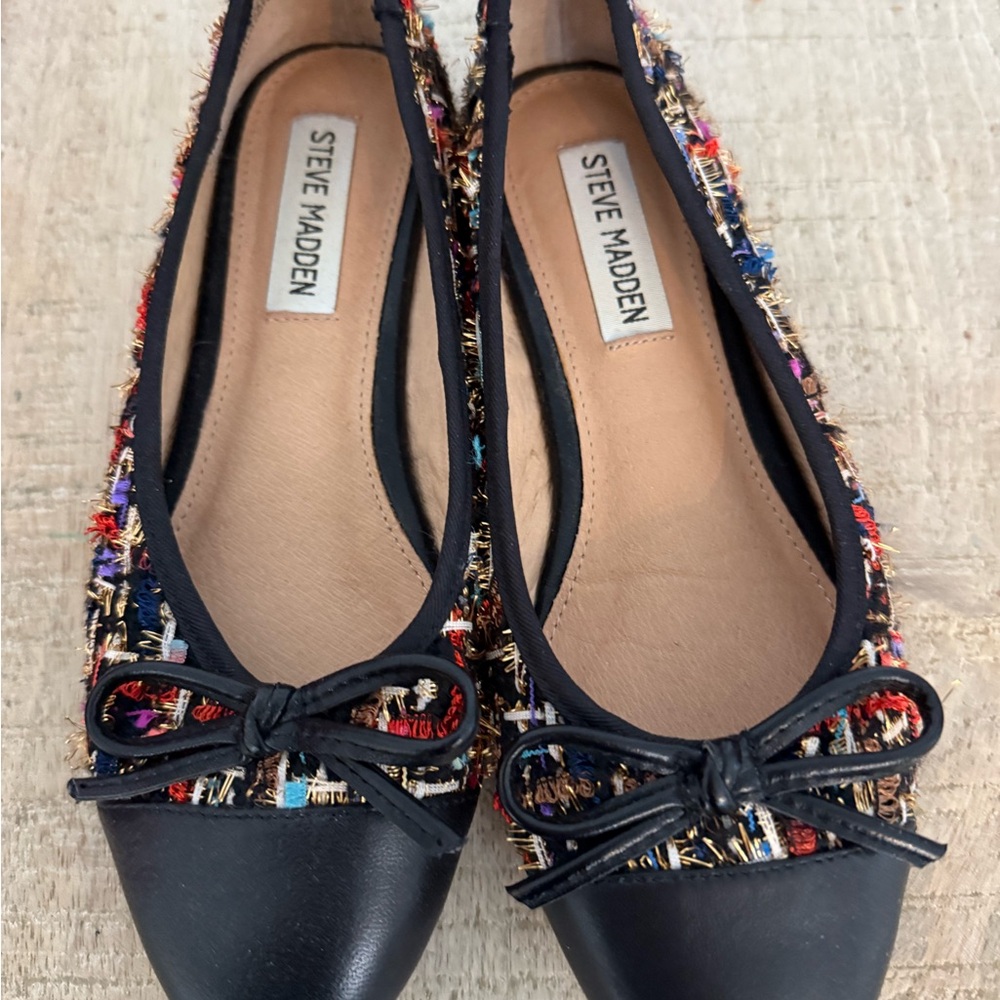 Steve Madden Multicolor Tweed Flats with Black Accents